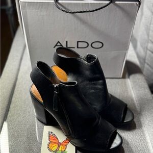 Aldo Black Heeled Boots with Chunky Heel